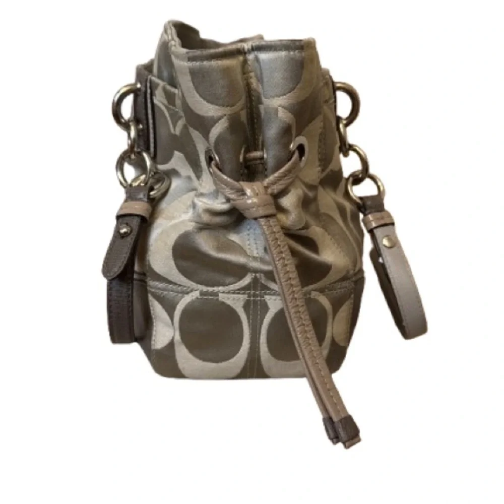 Coach Colette 16475 Signature Sateen Carryall Taupe Brown Tote